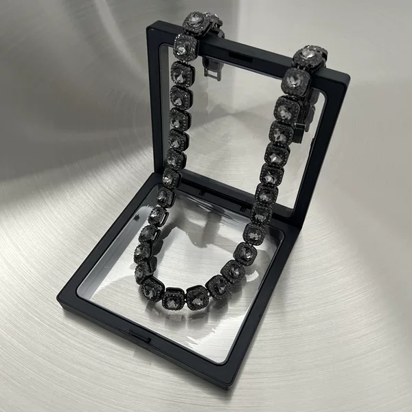 <45cm black gray diamond> rock sugar necklace M225