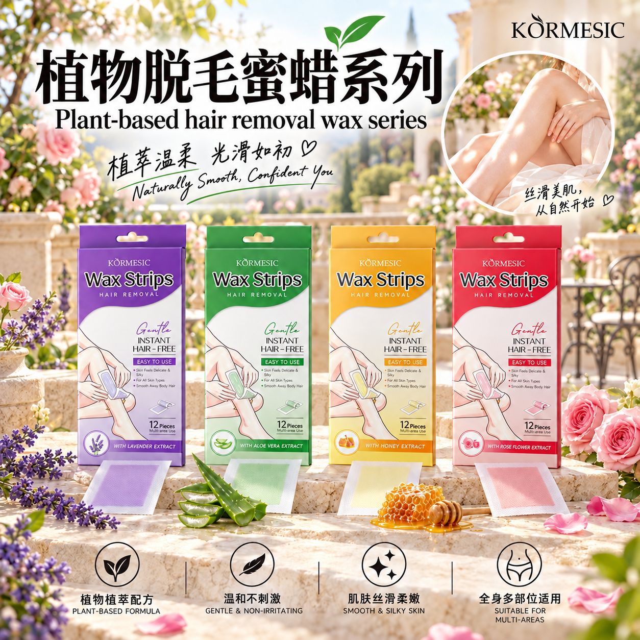 Cross-border KORMESIC fast-acting hair removal wax, deep cleansing, wholesale from an export-oriented manufacturer