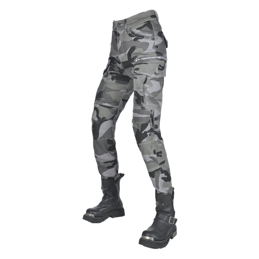 Volero motocicleta jeans Caballero de las mujeres casual retro camuflaje cintura alta transpirable motocicleta equitación anti-caída pantalones