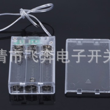 厂家直销 优质电池盒三节五号白色透明 5号3节带盖带开关电池盒