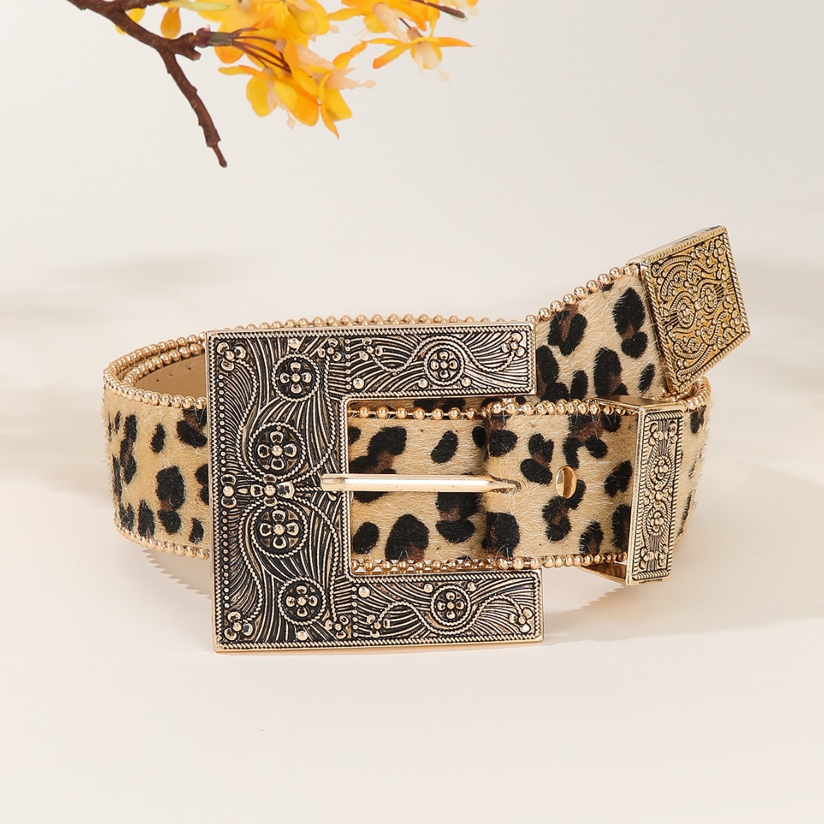 Luipaardprint riem dames Amerikaanse retro decoratieve ins stijl gepersonaliseerde riem_voghion.com