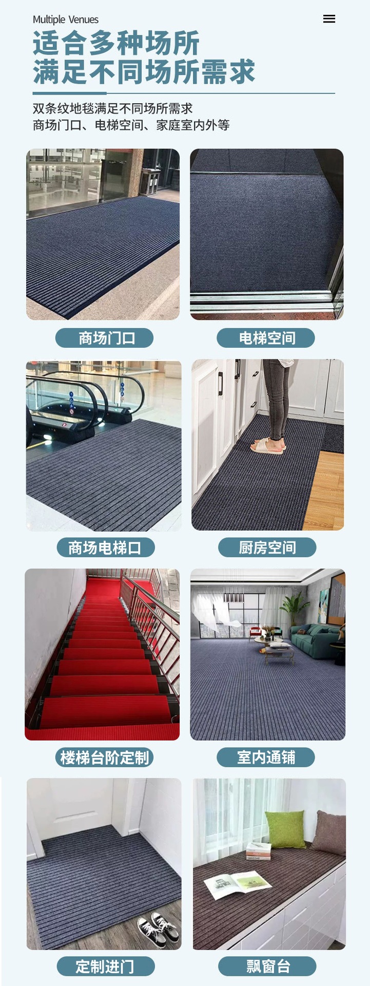 Double Stripe PVC Entry Doormat 60x90cm Dark Grey Non Slip Absorbent Floor Mat for Doorway Hallway in use