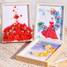 三八妇女节干花相框diy材料包永生花植物创意手工粘贴画团建摆件