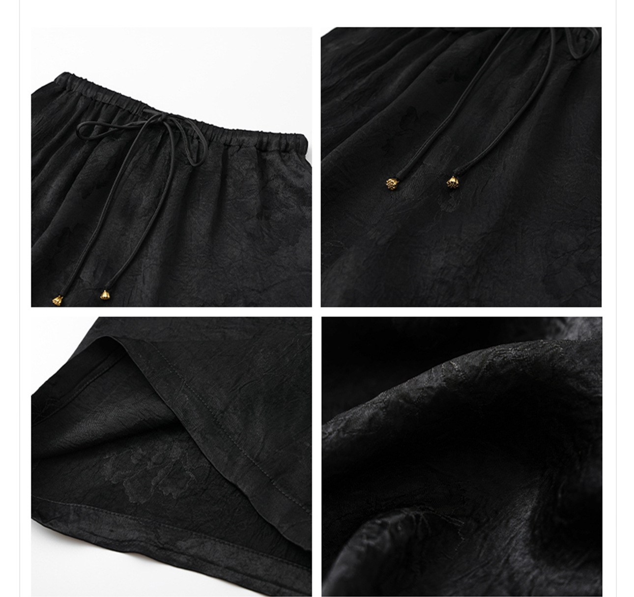 Quần culottes nữ ống rộng chất acetate phong cách Trung Quốc mới — Màu vàng, Màu hồng, Màu trắng chi tiết 20