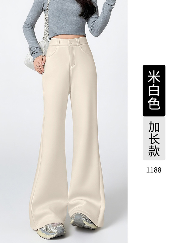 加绒喇叭裤女2025秋冬新款高腰显瘦休闲羊绒裤高个子加长微喇裤女|undefined