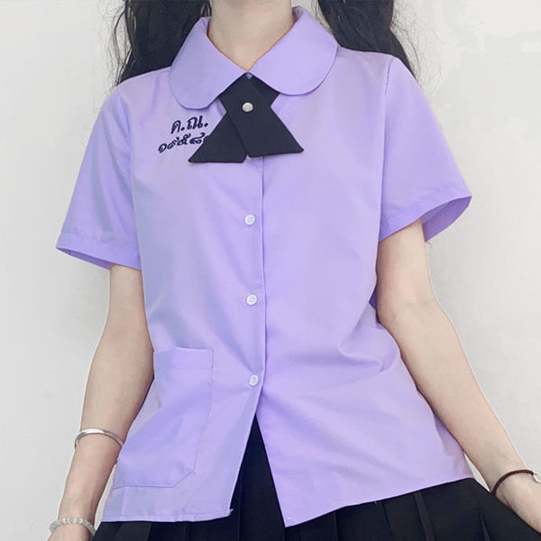 Solid color student pleated skirt