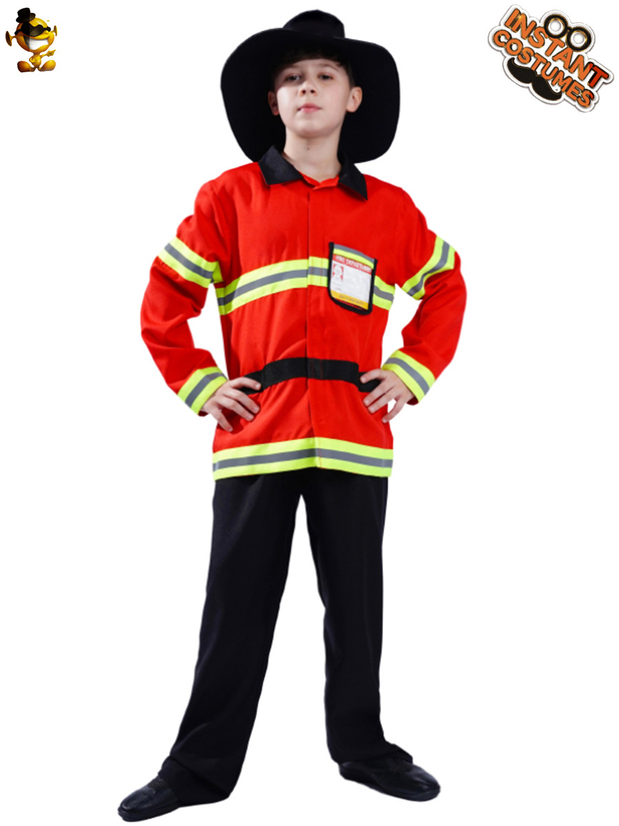 Niño pequeño bombero rendimiento fiesta traje de Halloween niños Cosplay etapa bombero rendimiento traje