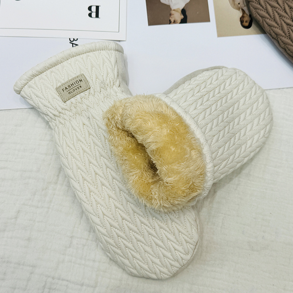 Invierno nuevo creativo de moda guantes de calentamiento estampado de esmalte grueso guantes antifrío de alta cara al por mayor