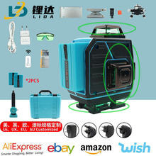 外贸3D激光水平仪高精度强光细线12线绿光水平仪可打斜线16全方位