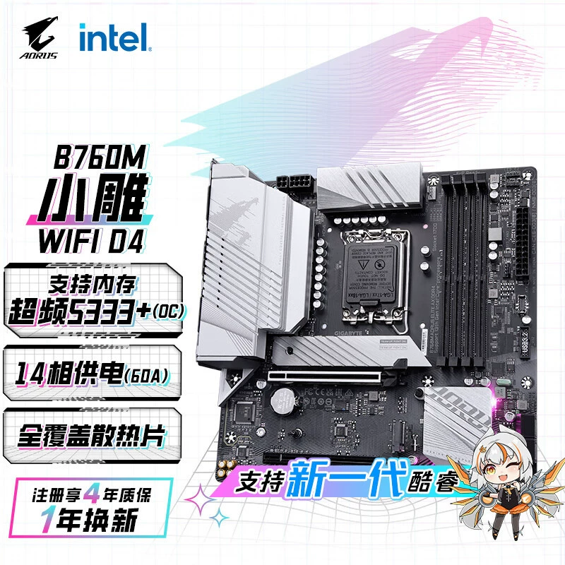 Совместимая материнская плата Intel Gigabyte B760M A Elite AX DDR4 поддерживает процессоры 12/13/14 поколения
