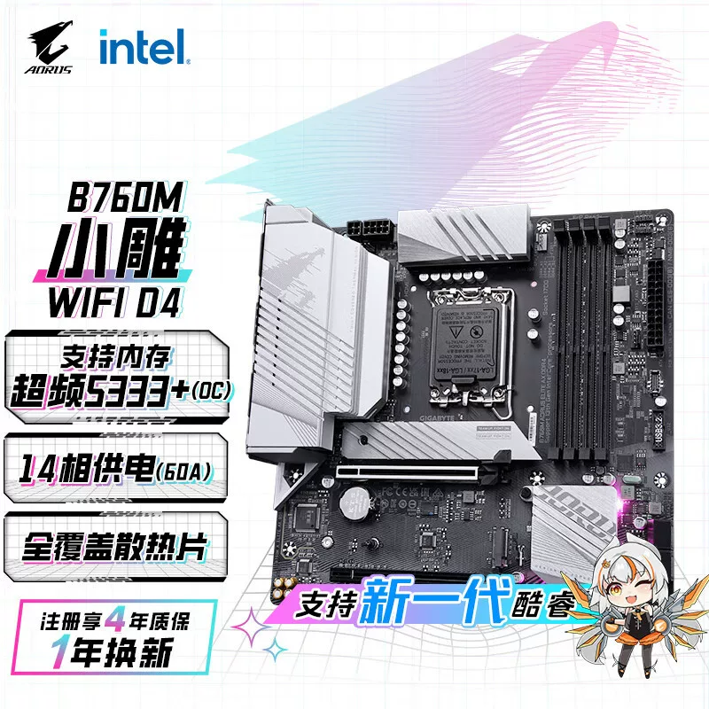 Совместимая материнская плата Intel Gigabyte B760M A Elite AX DDR4 поддерживает процессоры 12/13/14 поколения