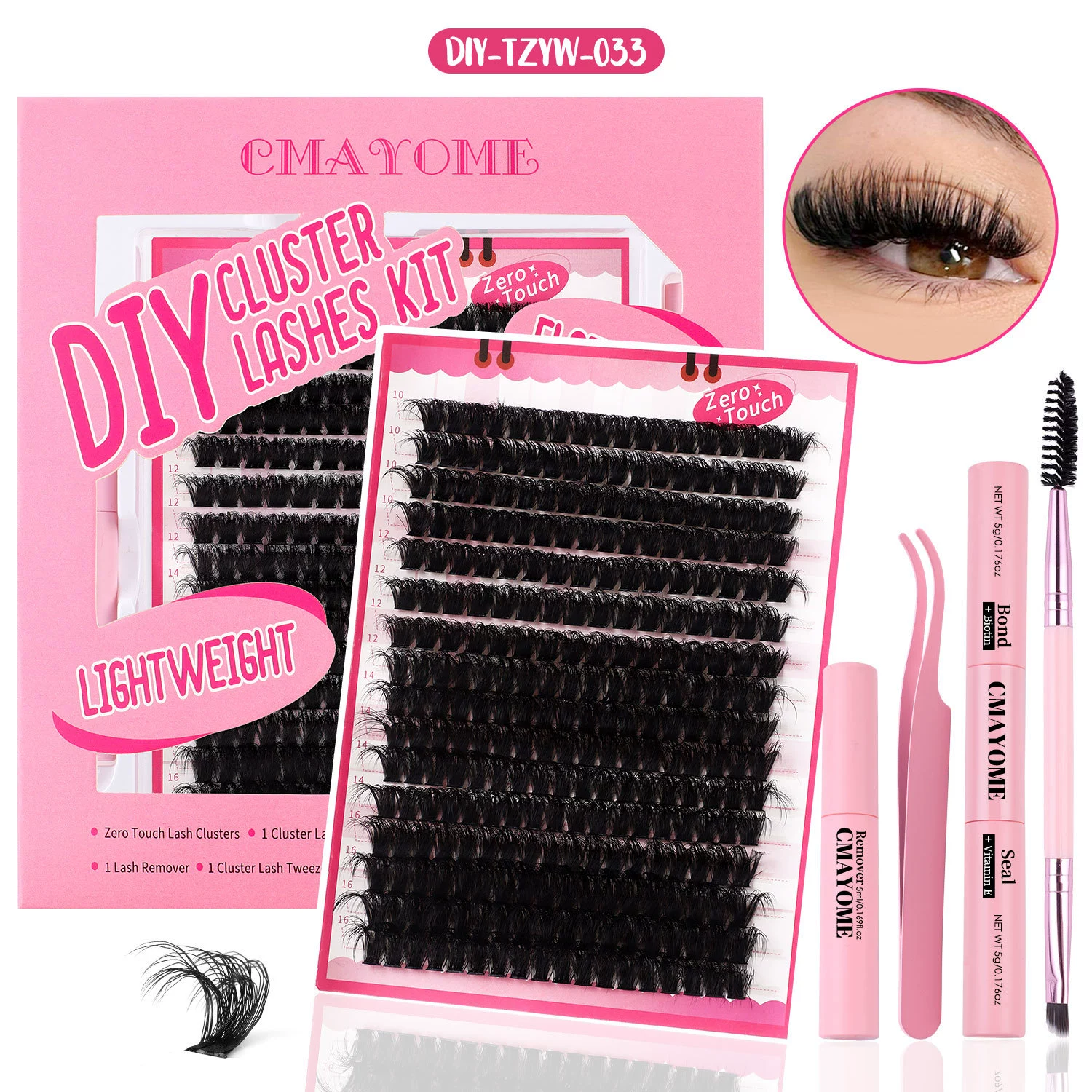 False eyelash kit DIY, capacious dense European style, separate cluster lashes with tools