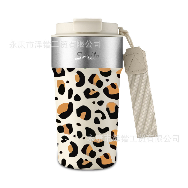 跨境304不锈钢咖啡杯 带提绳便携保温杯高颜值户外车载双饮水杯|undefined
