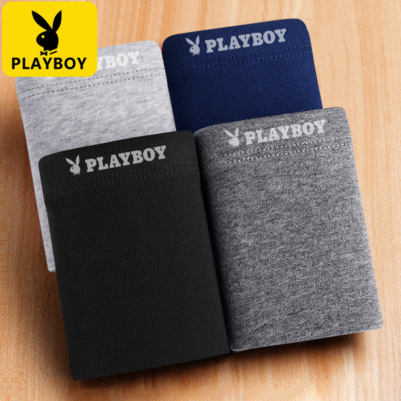 Playboy VIP men's boxers pure cotton breathable antibacterial fat plus size underwear boxers one-piece delivery Playboy VIP men's boxers pure cotton breathable antibacterial fat plus size underwear boxers one-piece delivery