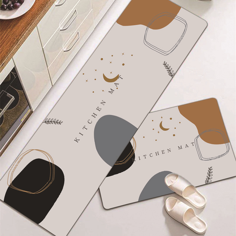 Ins-Style Kitchen Floor Mat Diatomaceous Earth Set Waterproof and Oil-Proof Door Mat No-Wash Anti-Slip Water-Absorbent Dirt-Resistant Foot Mat