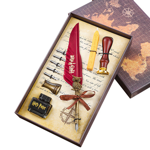 European retro quill pen set for students to practice calligraphy, dip pen, gift box, birthday gift for male and female students
