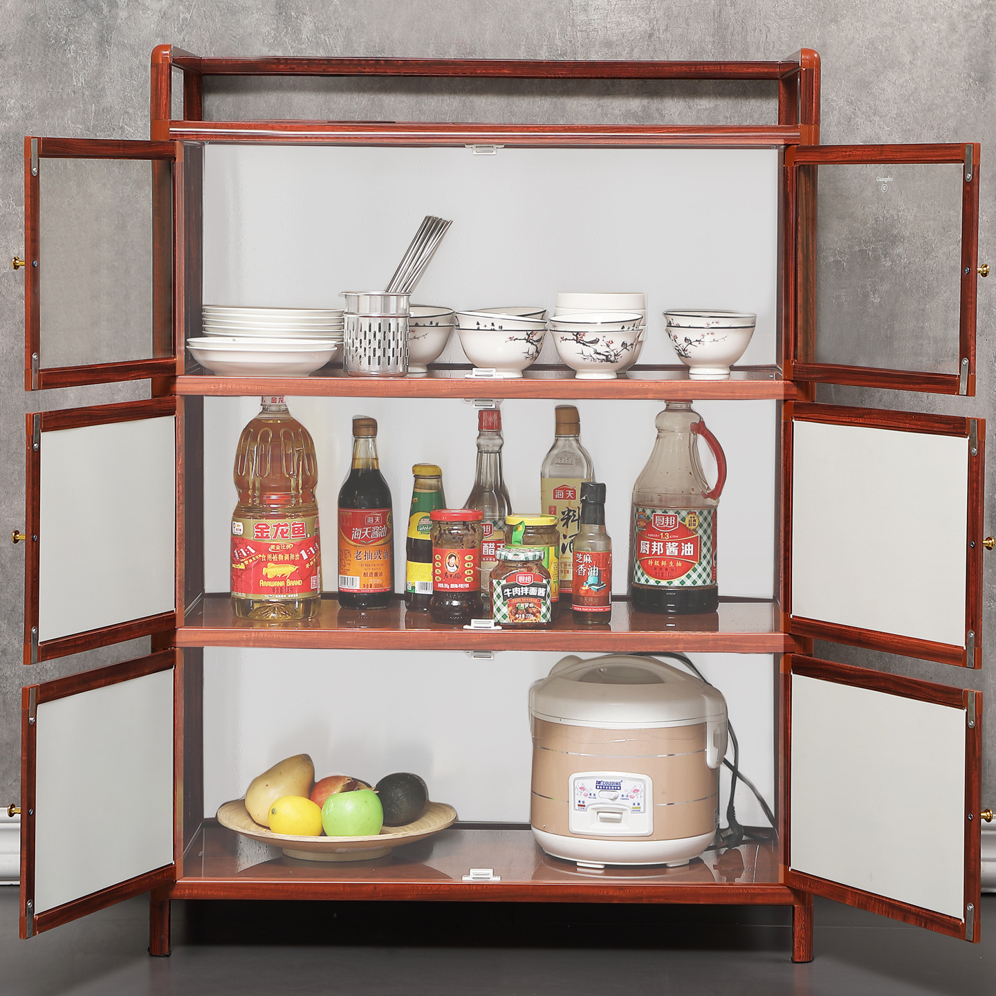 Gabinete multifuncional de aleación de aluminio armario de comidas armario de cocina armario de almacenamiento armario de almacenamiento estante