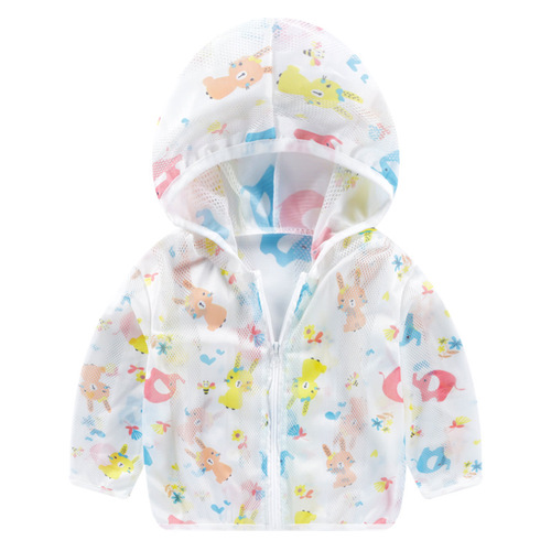 Summer children's sun protection clothing baby sun clothes outdoor breathable lightweight air conditioning suit with hood outerwear children's skin clothing