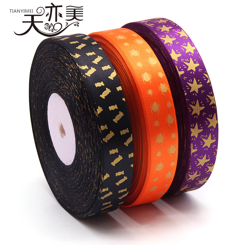 2,5 cm estampado en caliente de oro rosa cinta DIY regalo de Halloween cinta tianyi belleza impresión Candy cinta araña