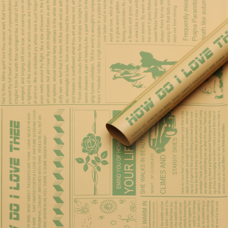 Huaxi serie de nuevos tiempos de papel de embalaje de flores retrógrado impermeable periódico inglés ramo de flores regalo florista material de embalaje de flores