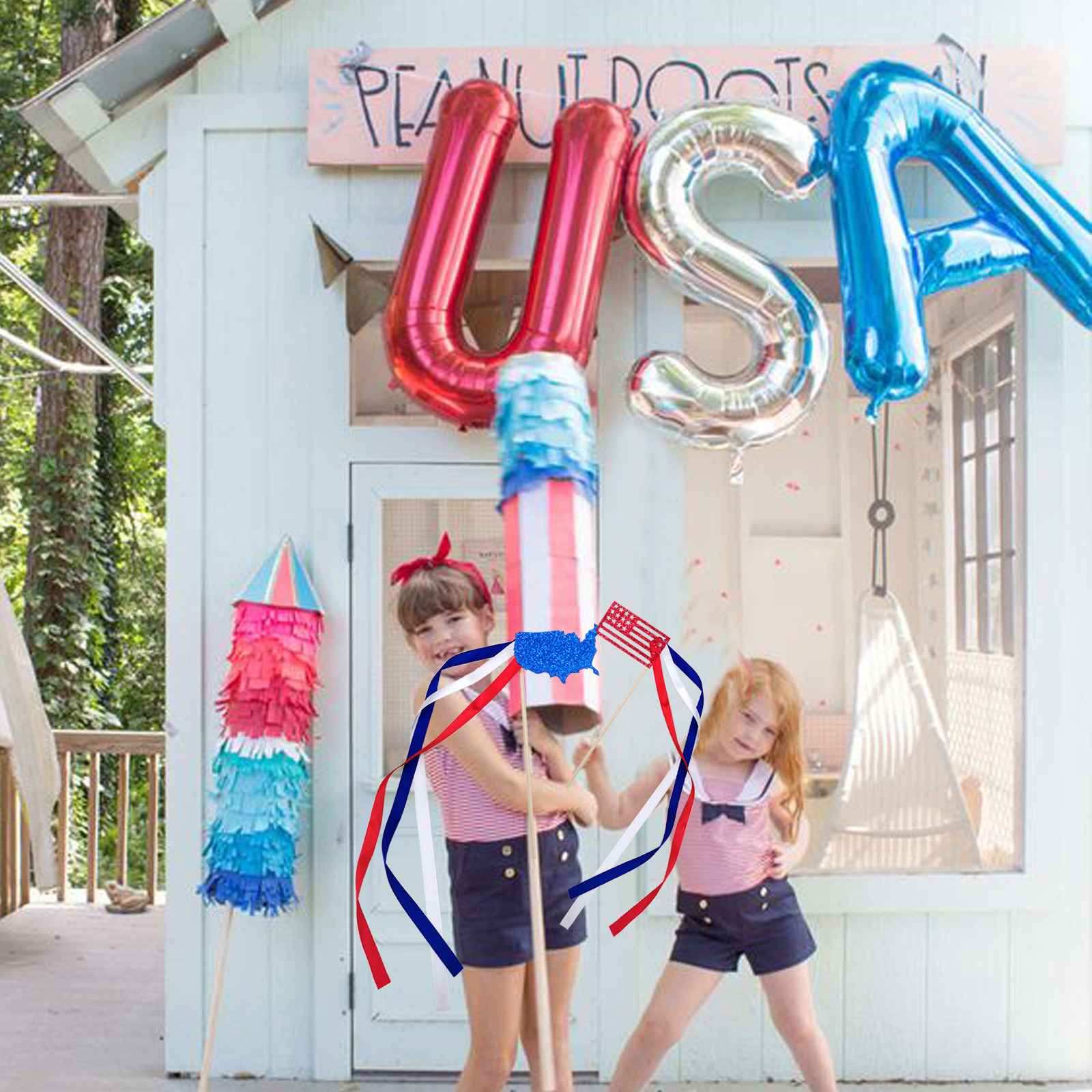 Cross-Border Día DE LA Independencia Americana EE. UU. Bandera cinta de color palo de hadas palo mágico Garland fiesta celebración Decoración