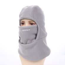 跨境摇粒绒围脖连体保暖帽子男冬季骑行抓绒连体帽户外登山滑雪