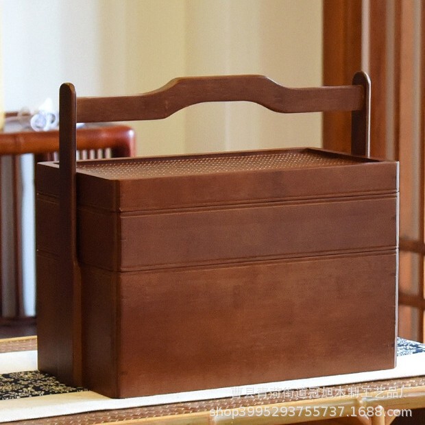 Retro Basket, Bamboo Portable Tea Box, Tea Set Storage Box, Tea Packaging Box, Mid-Autumn Festival Gift Box