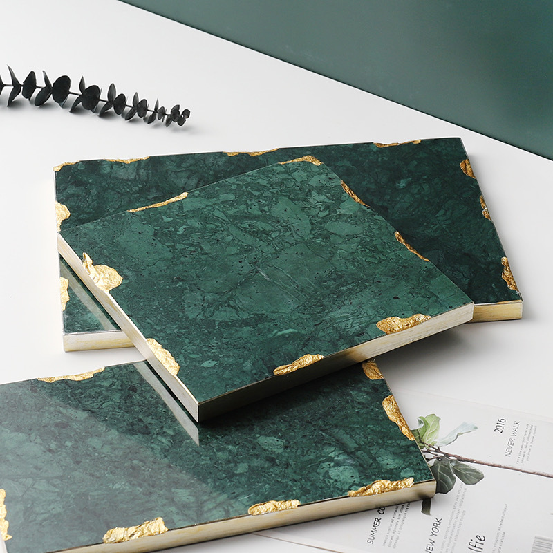 Nordicins verde mármol natural Phnom Penh bandeja cosmética almacenamiento props de disparo decoración de blando para el hogar