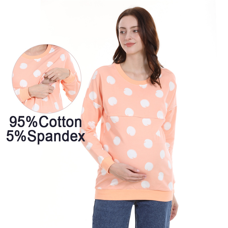 Bestseller 2026 Cross-Border Pure Cotton Versatile Sweatshirt Maternity Outerwear Postpartum Clothes Nursing Outfit For Going Out ALYCExiyuebaobao_voghion.com