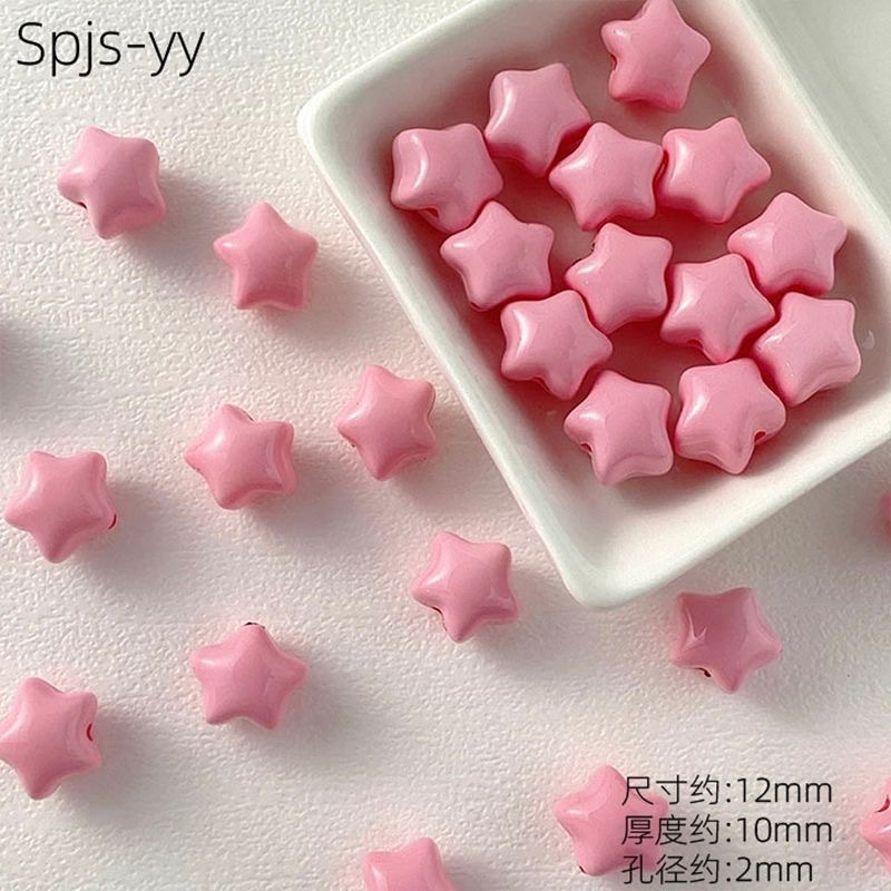 亚克力马卡龙烤漆胖嘟嘟小号五角星散珠DIY手机链串珠饰品配件|undefined