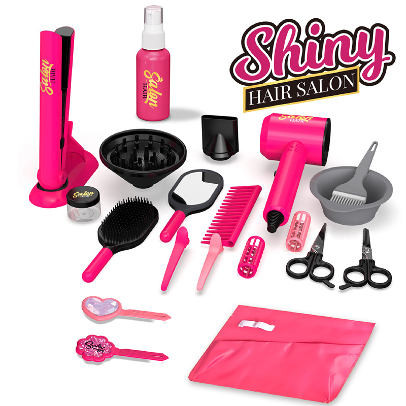 Secador de pelo eléctrico transfronterizo para niños, barra de lacio, juego de corte de pelo, herramientas de vestir, herramientas de peluquería, juguetes de juego para el hogar