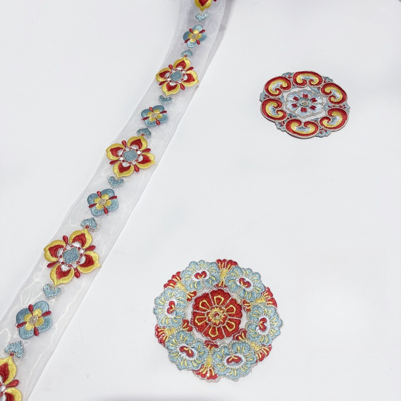 Ventanas bordadas estilo Han ropa bordada decoración collar bordado borde de collar accesorios de encaje bordado bordado borde