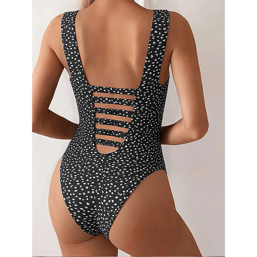 2025 Western-style strap print stomach-hiding one-piece swimsuit for women, beach bikini, hot spring conservative swimwear