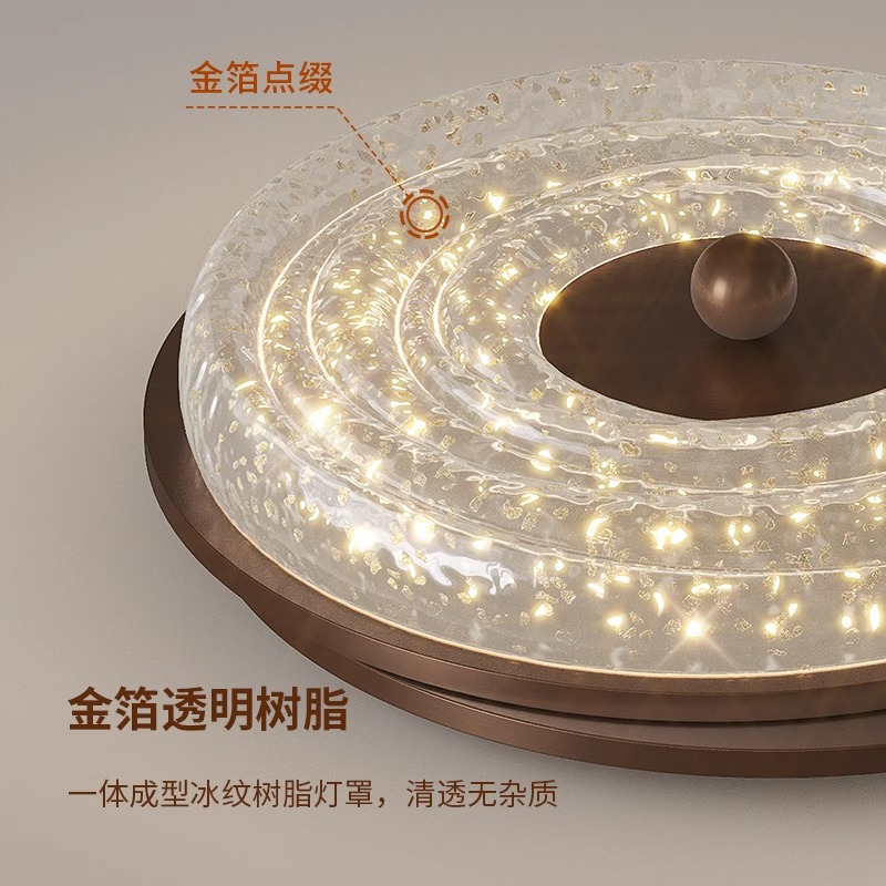 Lámpara de dormitorio medieval francesa, dormitorio principal 2025, nueva lámpara de habitación de lámina de oro de resina, luz de lujo, luz de techo moderna de alta gama