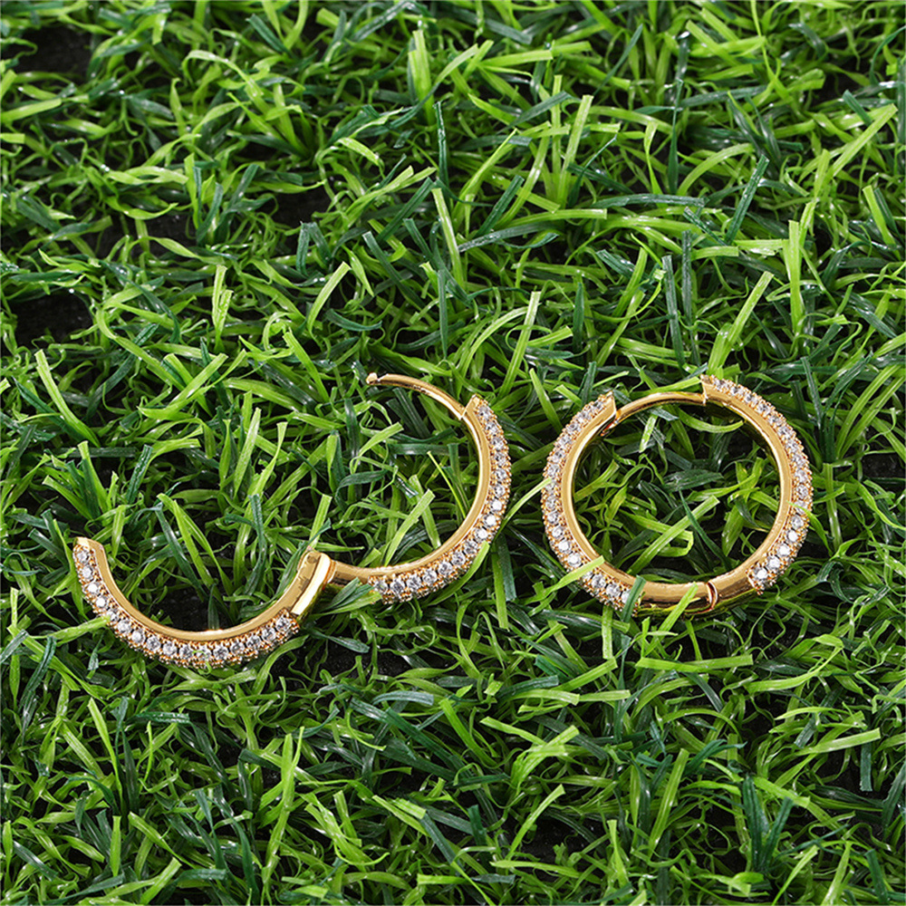 Brand big hoop earrings hip-hop style with zircon
