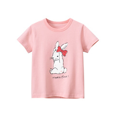 2024 Summer Cartoon Rabbit Children's Short Sleeve T-Shirt 27home Korean Style Children's Top Dropshipping One Piece