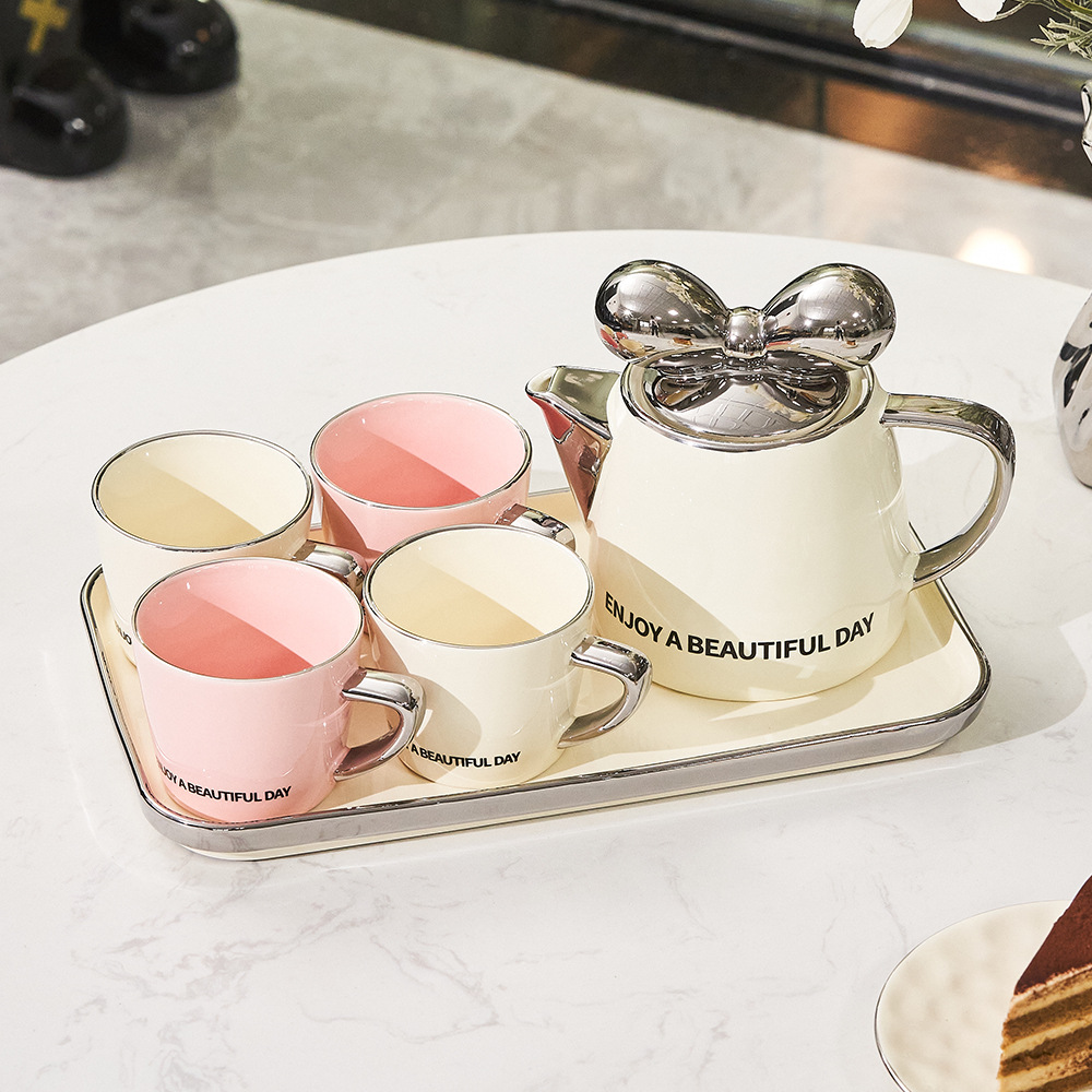 INS set completo de tazas de té de cerámica set de tetera de té casera alta taza de agua regalos de alquiler al por mayor