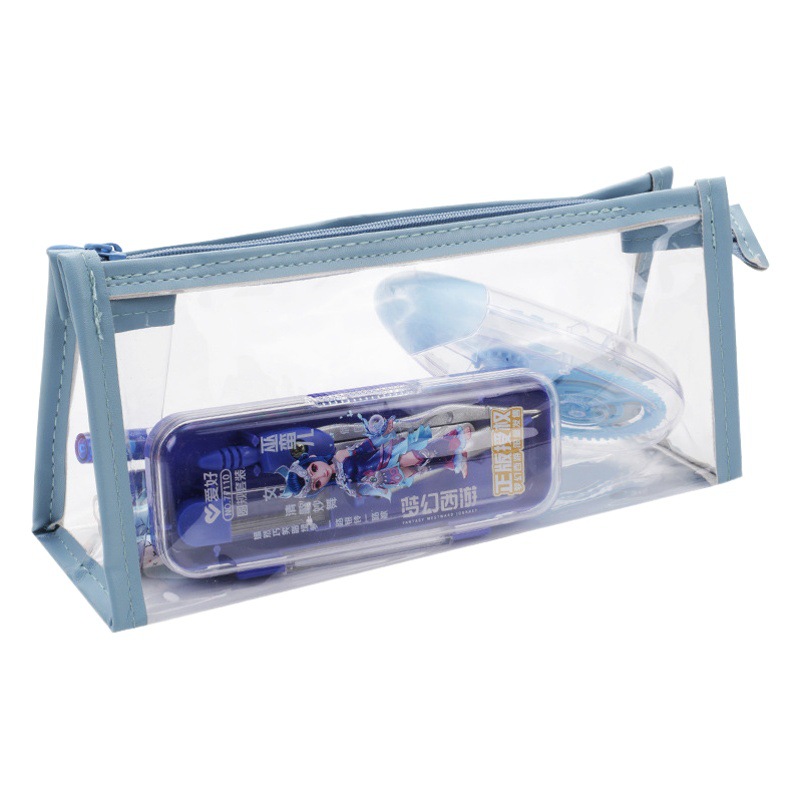 Caja de lápiz transparente de suministro directo de fábrica bolsa de papelería de estudiante de gran capacidad bolsa de lápiz de moda coreana caja de lápiz simple venta al por mayor