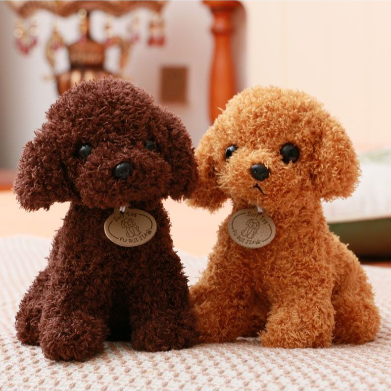 Simulación cuidadosamente seleccionada, muñeco de perro de peluche, cachorro de peluche, muñeco de perro de peluche rizado, regalo para niños al por mayor