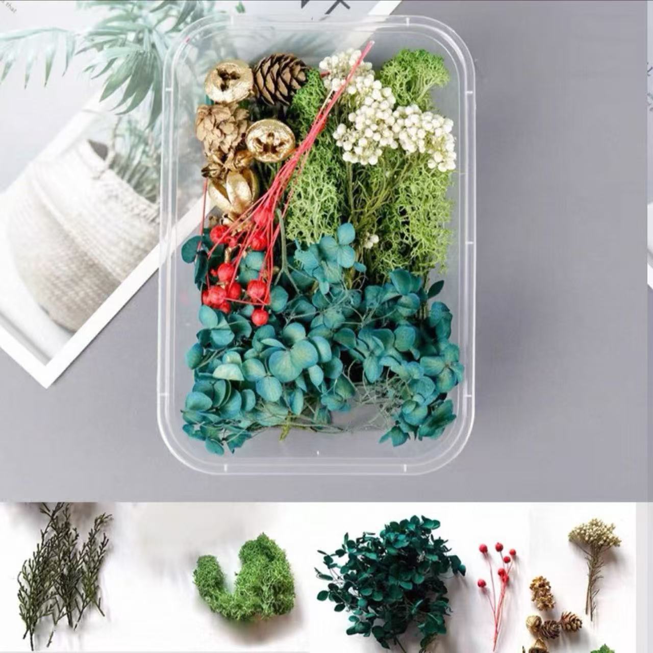 Paquete mixto de bricolaje, decoración hecha a mano, flor eterna, material de paquete de flores secas, marco de fotos de bricolaje, paquete de flores en relieve, día de la mujer