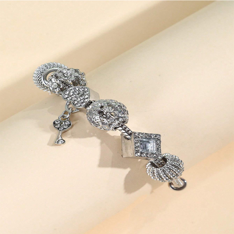 Panjia pulsera Dora DIY cuentas transfronterizas explosión ajustable accesorios de aleación llave de corazón pulsera de diamante de cobre