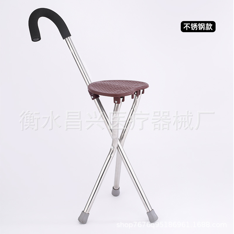 1,2 grueso asiento en forma de corazón plegable muleta con taburete Taburete de mano de aleación de aluminio grueso brillante fábrica al por mayor Silla de mano