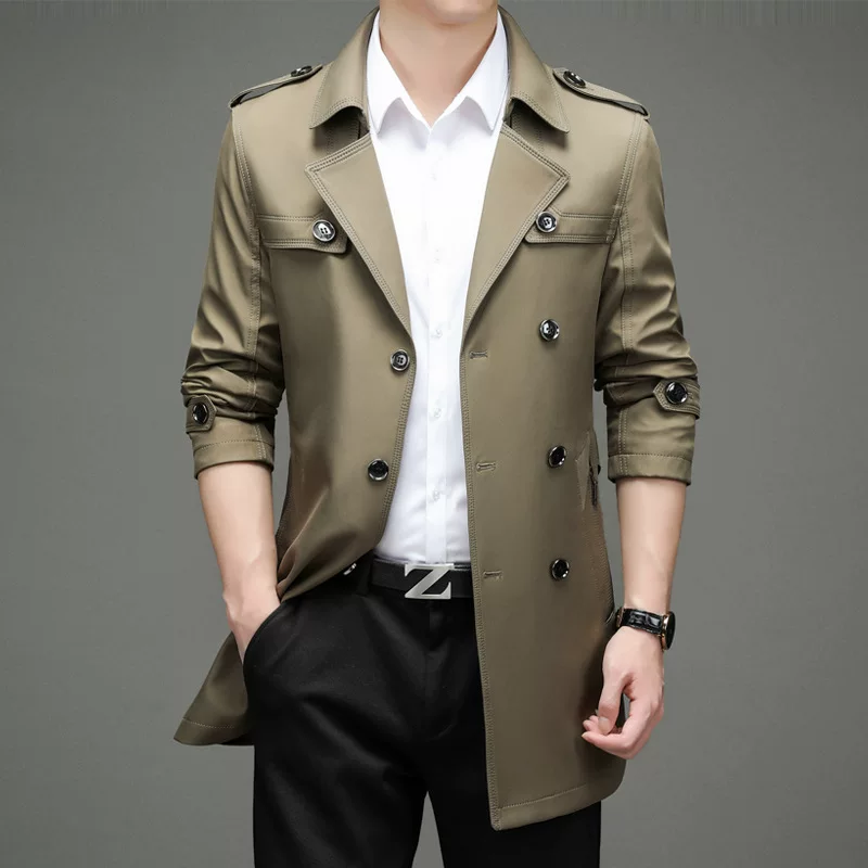 Jacket for leisure, trend long thin colored warm long-sleeve, mid-length
