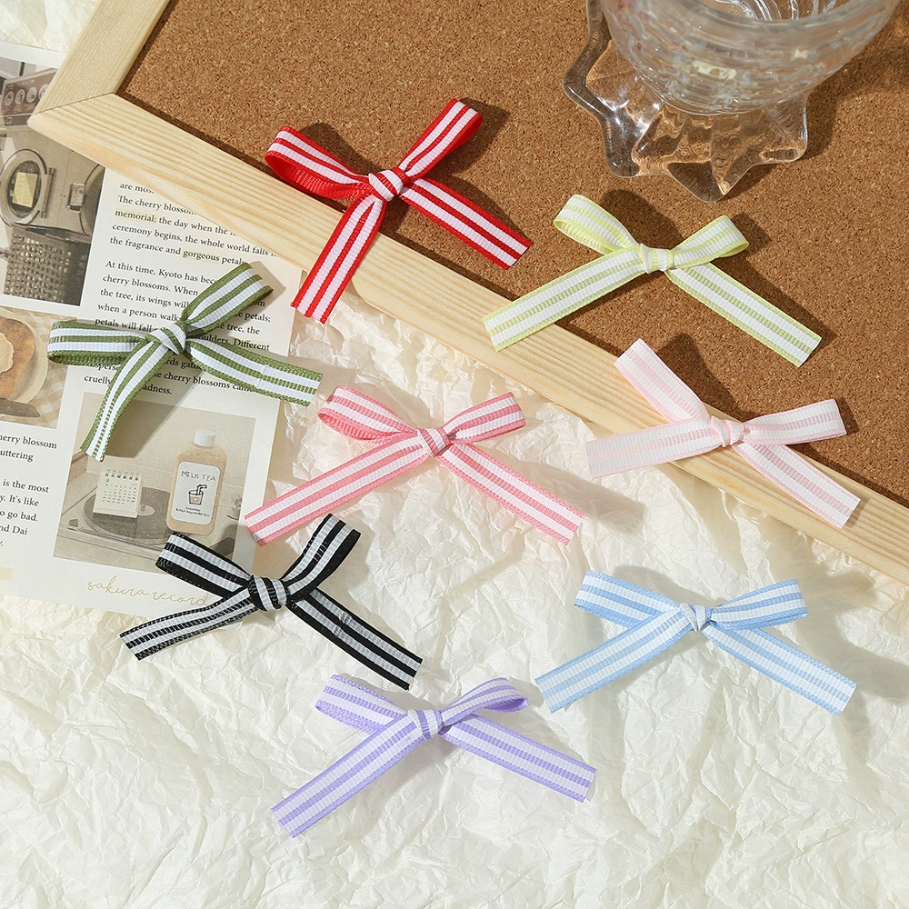 Простой полосатый бант Полуфабрикаты изысканные свежие аксессуары для волос Заколки для волос Аксессуары для подарочной коробки Декоративные аксессуары для одежды оптом