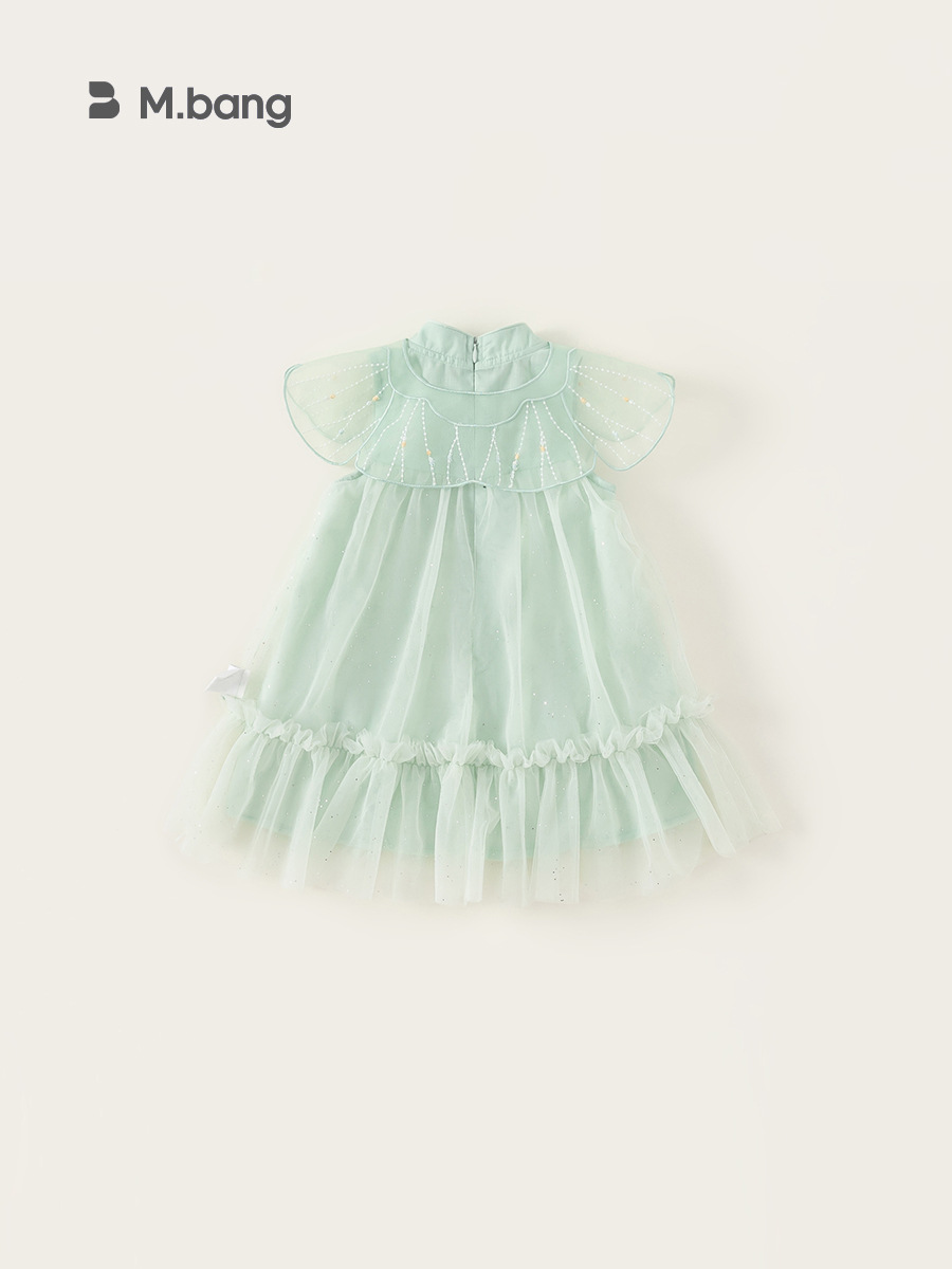 Youbao ropa para niños verano nuevo estilo falda de estilo nacional falda de rendimiento sin mangas para niñas traje Tang vestido de mariposa de malla para niños
