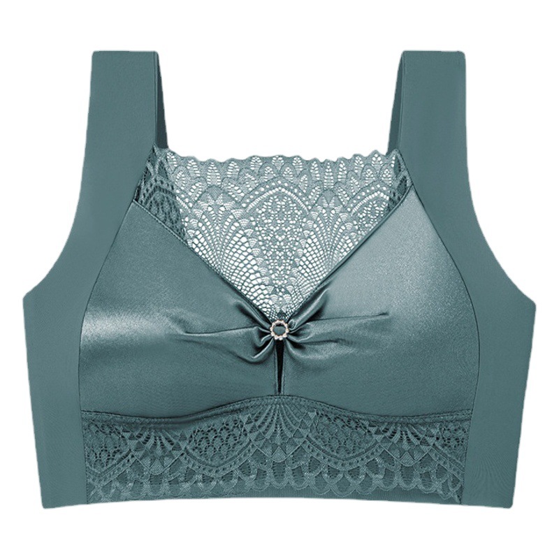 Push up LACE back envuelto en el pecho chaleco sin anillo de acero fijo taza integrada colección de mama anti-exposición sin costuras U espalda sujetador