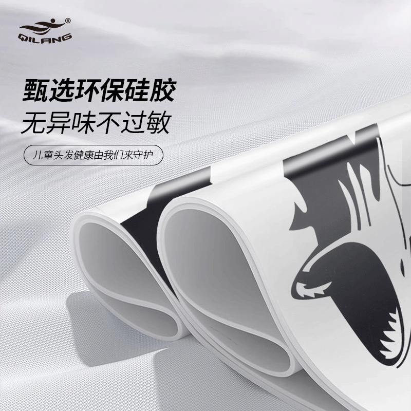 Sombrero de baño de silicona para niños adultos dibujos animados impresión de animales impermeable para hombres y mujeres cabello largo protector de orejas no estrangulación de la cabeza