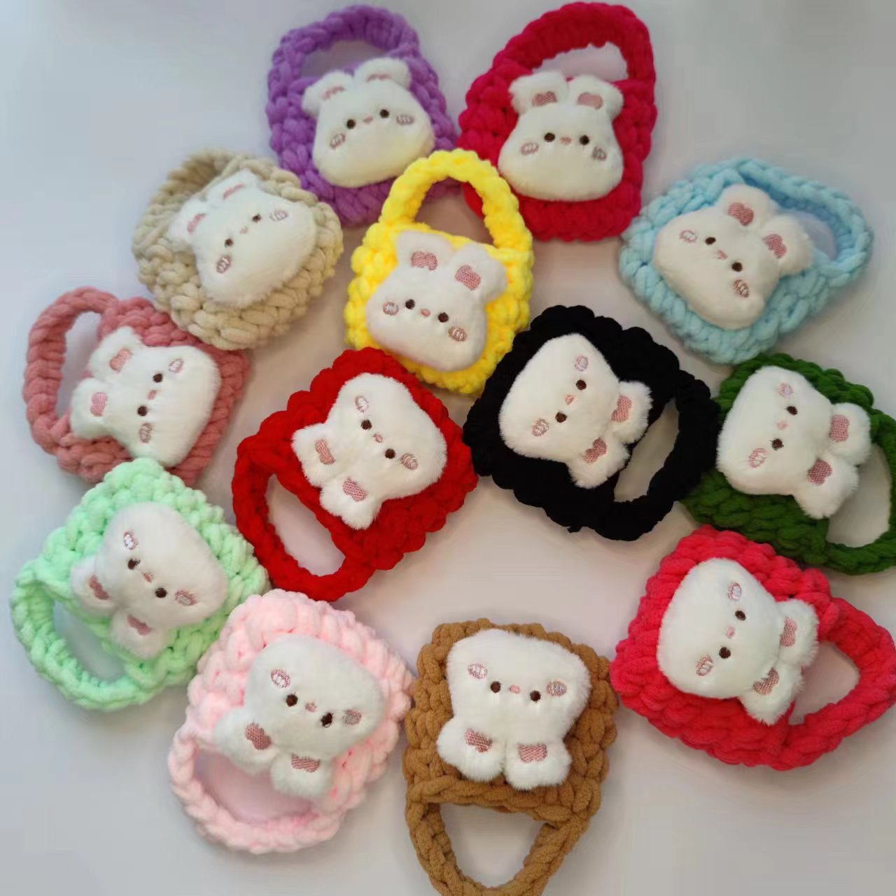 成品可爱卡通毛线蓝牙耳机包手工编织创意情侣钱包毛绒零钱包针织