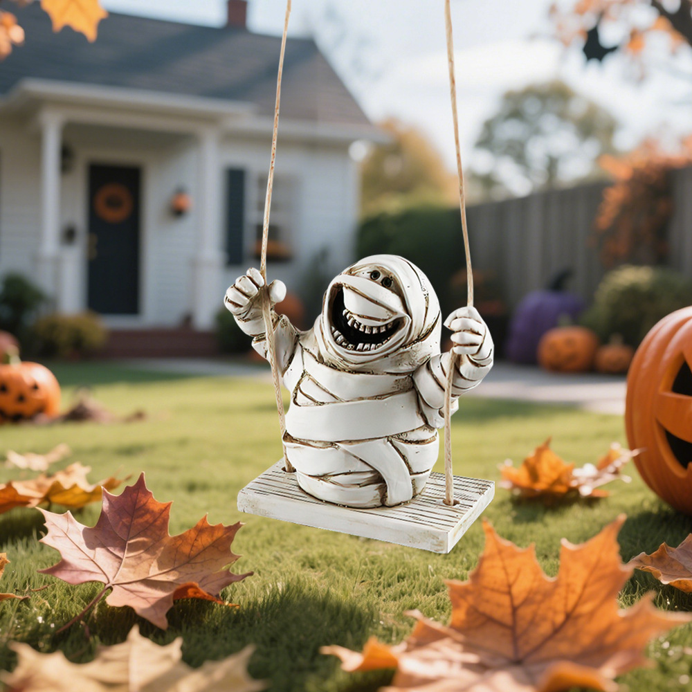  Specializes in Resin Mummy Swing Pendant Outdoor Courtyard Tree Hanging Decoration Halloween Small Gifts