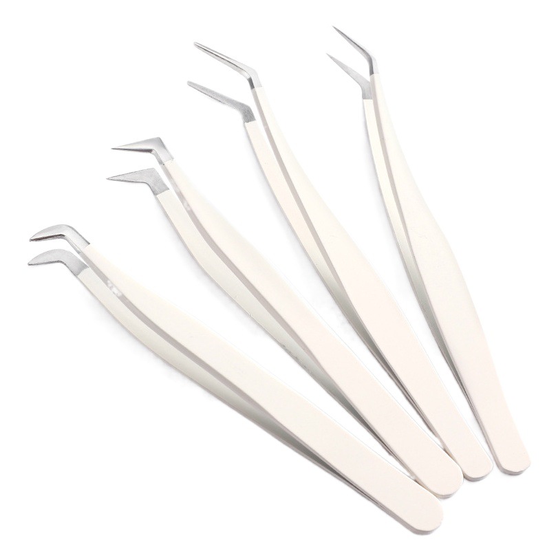 New Spot Grafted Eyelash Tweezers Stainless Steel Spray Paint Eyelash Tweezers False Eyelash Grafting Auxiliary Gold Feather Clip